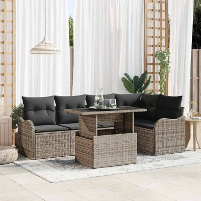 Conjunto de sofá de jardín Manual 6 pcs Gris 100 x 55 x 73 cm