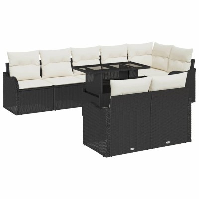 Conjunto de sofá de jardín Manual 9 pcs Negro 100 x 55 x 73 cm