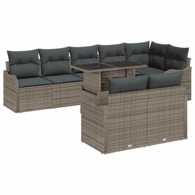 Conjunto de sofá de jardín Manual 9 pcs Gris 100 x 55 x 73 cm