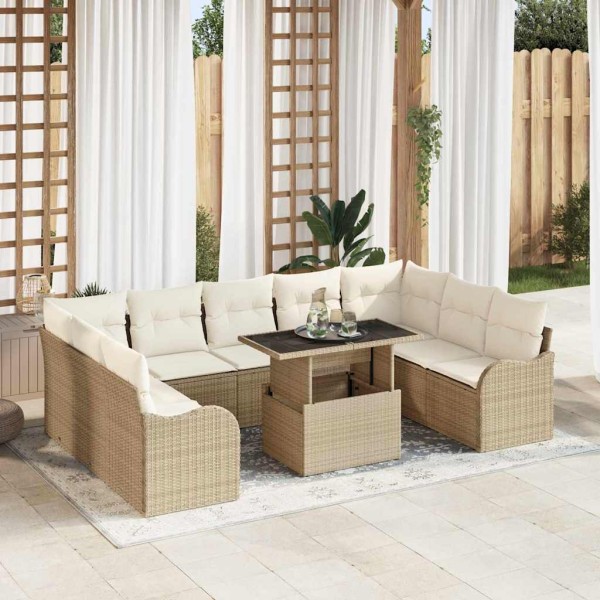 Conjunto de sofá de jardín Manual 10 pcs Beige 100 x 55 x 73 cm