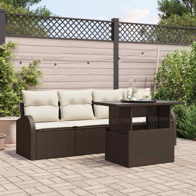 Conjunto de sofá de jardín Manual 5 pcs Marrón 100 x 55 x 73 cm