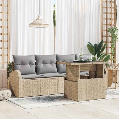 Conjunto de sofá de jardín Manual 5 pcs Beige 100 x 55 x 73 cm