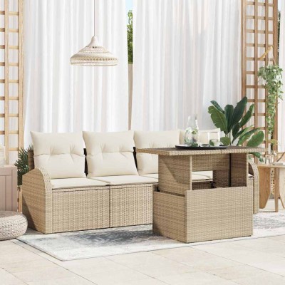 Conjunto de sofá de jardín Manual 5 pcs Beige 100 x 55 x 73 cm
