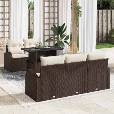Conjunto de sofá de jardín Manual 6 pcs Marrón 100 x 55 x 73 cm