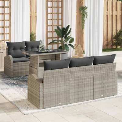 Conjunto de sofá de jardín 6 pcs Gris claro 100 x 55 x 73 cm