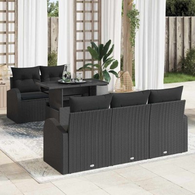 Conjunto de sofá de jardín Manual 6 pcs Negro 100 x 55 x 73 cm