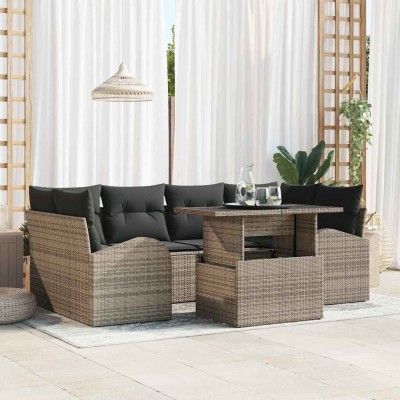 Conjunto de sofá de jardín Manual 7 pcs Gris 100 x 55 x 73 cm