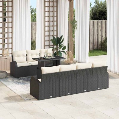 Conjunto de sofá de jardín Manual 8 pcs Negro 100 x 55 x 73 cm