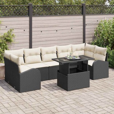 Conjunto de sofá de jardín Manual 8 pcs Negro 100 x 55 x 73 cm