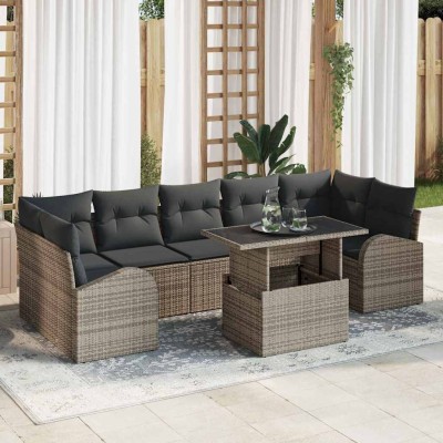 Conjunto de sofá de jardín Manual 8 pcs Gris 100 x 55 x 73 cm