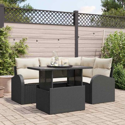 Conjunto de sofá de jardín Manual 5 pcs Negro 100 x 55 x 73 cm