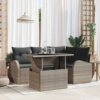 Conjunto de sofá de jardín Manual 5 pcs Gris 100 x 55 x 73 cm