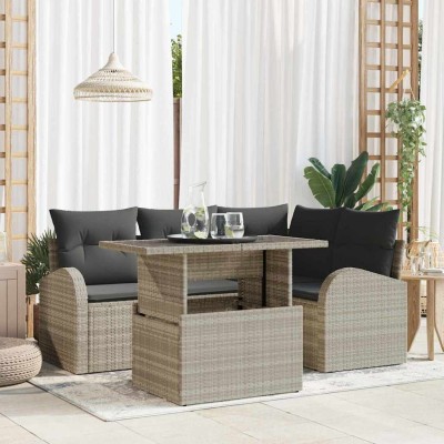 Conjunto de sofá de jardín 5 pcs Gris claro 100 x 55 x 73 cm