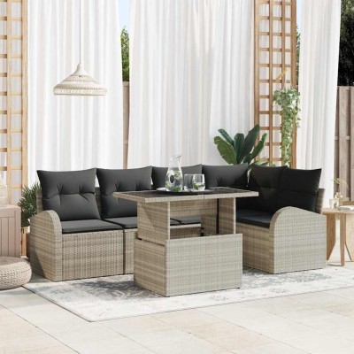 Conjunto de sofá de jardín 6 pcs Gris claro 100 x 55 x 73 cm