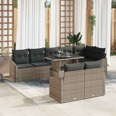 Conjunto de sofá de jardín 9 pcs Gris 100 x 55 x 73 cm