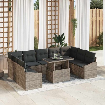 Conjunto de sofá de jardín 10 pcs Gris 100 x 55 x 73 cm