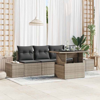 Conjunto de sofá de jardín 5 pcs Gris 100 x 55 x 73 cm