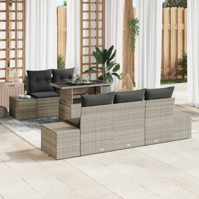 Conjunto de sofá de jardín 6 pcs Gris Claro y Gris Oscuro