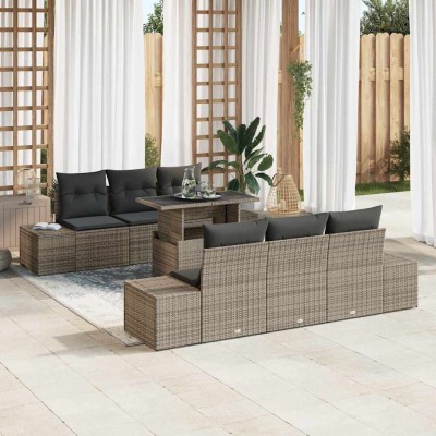 Conjunto de sofá de jardín 7 pcs Gris 100 x 55 x 73 cm