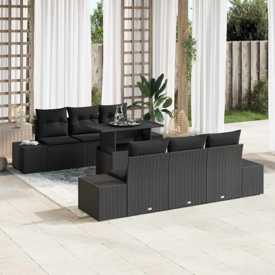 Conjunto de sofá de jardín 7 pcs Negro 100 x 55 x 73 cm