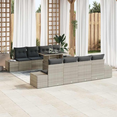 Conjunto de sofá de jardín 7 pcs Gris Claro y Gris Oscuro