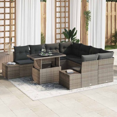 Conjunto de sofá de jardín 9 pcs Gris 100 x 55 x 73 cm
