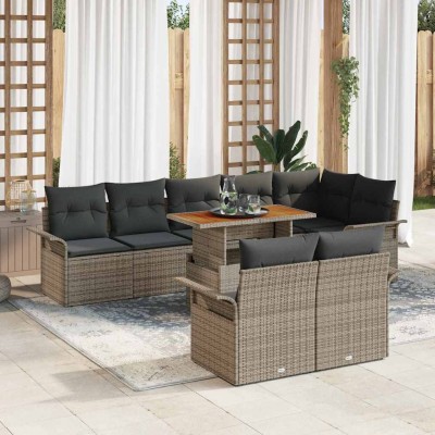 Conjunto de sofá de jardín 9 pcs Gris Poliratán