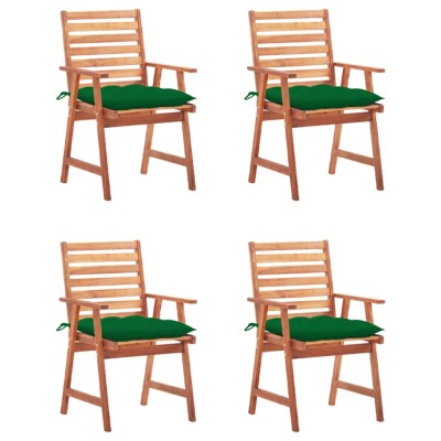 Sillas comedor de jardín y cojines 4 uds madera maciza acacia