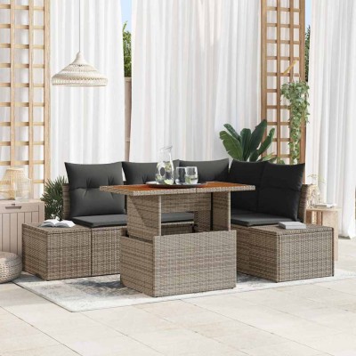 Conjunto de sofá de jardín 5 pcs Gris Poliratán