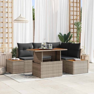 Conjunto de sofá de jardín 5 pcs Gris Poliratán