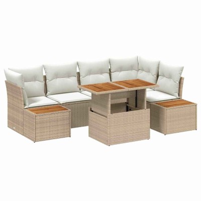 Conjunto de sofá de jardín 10 pcs Beige Poliratán