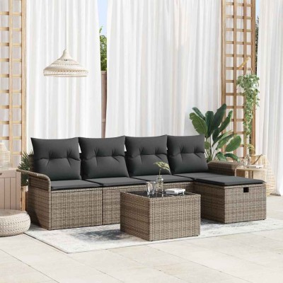Conjunto de sofá de jardín 6 pcs Gris 251 x 117 x 85 cm