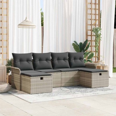 Conjunto de sofá de jardín 6 pcs Gris claro 251 x 117 x 85 cm