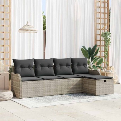 Conjunto de sofá de jardín 5 pcs Gris claro 231 x 117 x 85 cm