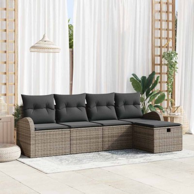 Conjunto de sofá de jardín 5 pcs Gris 234 x 117 x 85 cm