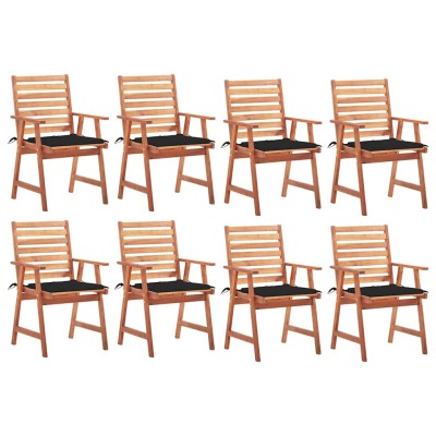 Sillas comedor de jardín y cojines 8 uds madera maciza acacia