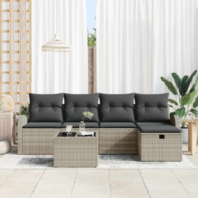 Conjunto de sofá de jardín 6 pcs Gris claro 234 x 117 x 85 cm
