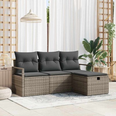 Conjunto de sofá de jardín 4 pcs Gris 175 x 117 x 85 cm
