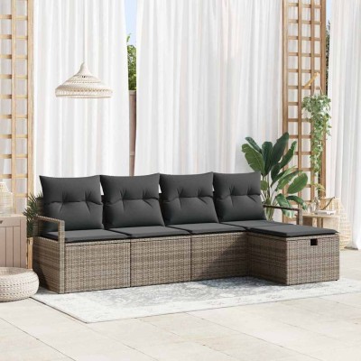Conjunto de sofá de jardín 5 pcs Gris 230 x 117 x 85 cm