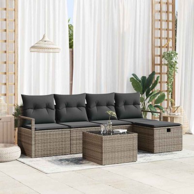 Conjunto de sofá de jardín 6 pcs Gris 230 x 117 x 85 cm