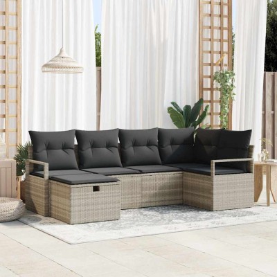 Conjunto de sofá de jardín 6 pcs Gris claro 232 x 122 x 85 cm