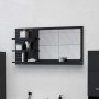 Espejo de baño madera contrachapada negro brillo 90x10,5x45 cm