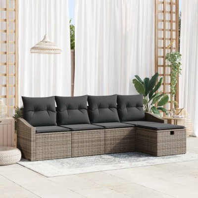 Conjunto de sofá de jardín Manual 5 pcs Gris 233 x 117 x 85 cm