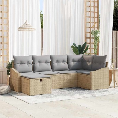 Conjunto de sofá de jardín 6 pcs Beige 55 x 62 x 69 cm