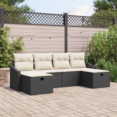 Conjunto de sofá de jardín 6 pcs Negro 55 x 62 x 69 cm