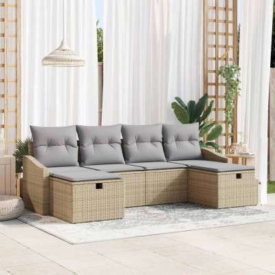 Conjunto de sofá de jardín 6 pcs Beige 55 x 62 x 69 cm