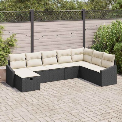 Conjunto de sofá de jardín 8 pcs Negro 55 x 62 x 69 cm