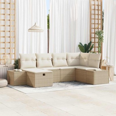Conjunto de sofá de jardín 6 pcs Beige 55 x 62 x 69 cm