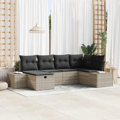Conjunto de sofá de jardín 6 pcs Gris claro 55 x 62 x 69 cm