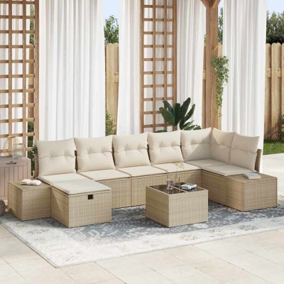 Conjunto de sofá de jardín 8 pcs Beige 55 x 62 x 69 cm